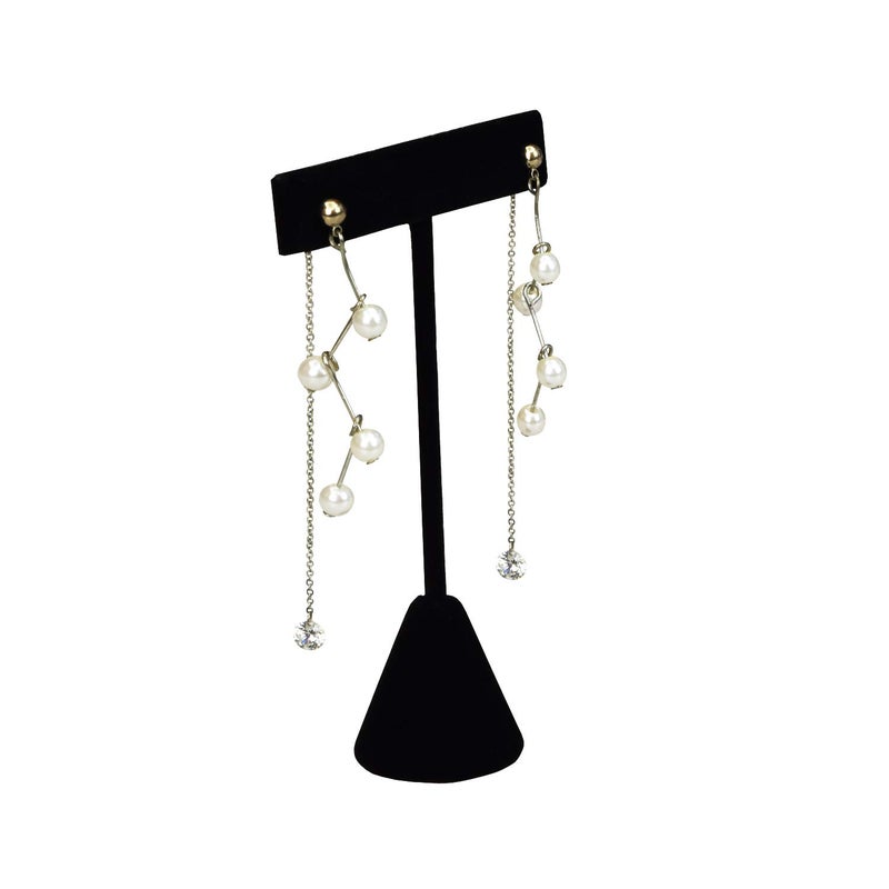 Ikee Design 6 Pcs Set Premium T- Shape Style Earring Display Stand, Earring Stand Jewelry Display for Showroom, Tradeshow, and Showcase, 2 1/2 W x 4 1/2 H in, Black Velvet - Image 4